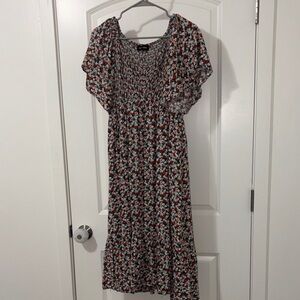 Floral Black and Red Women's Dress